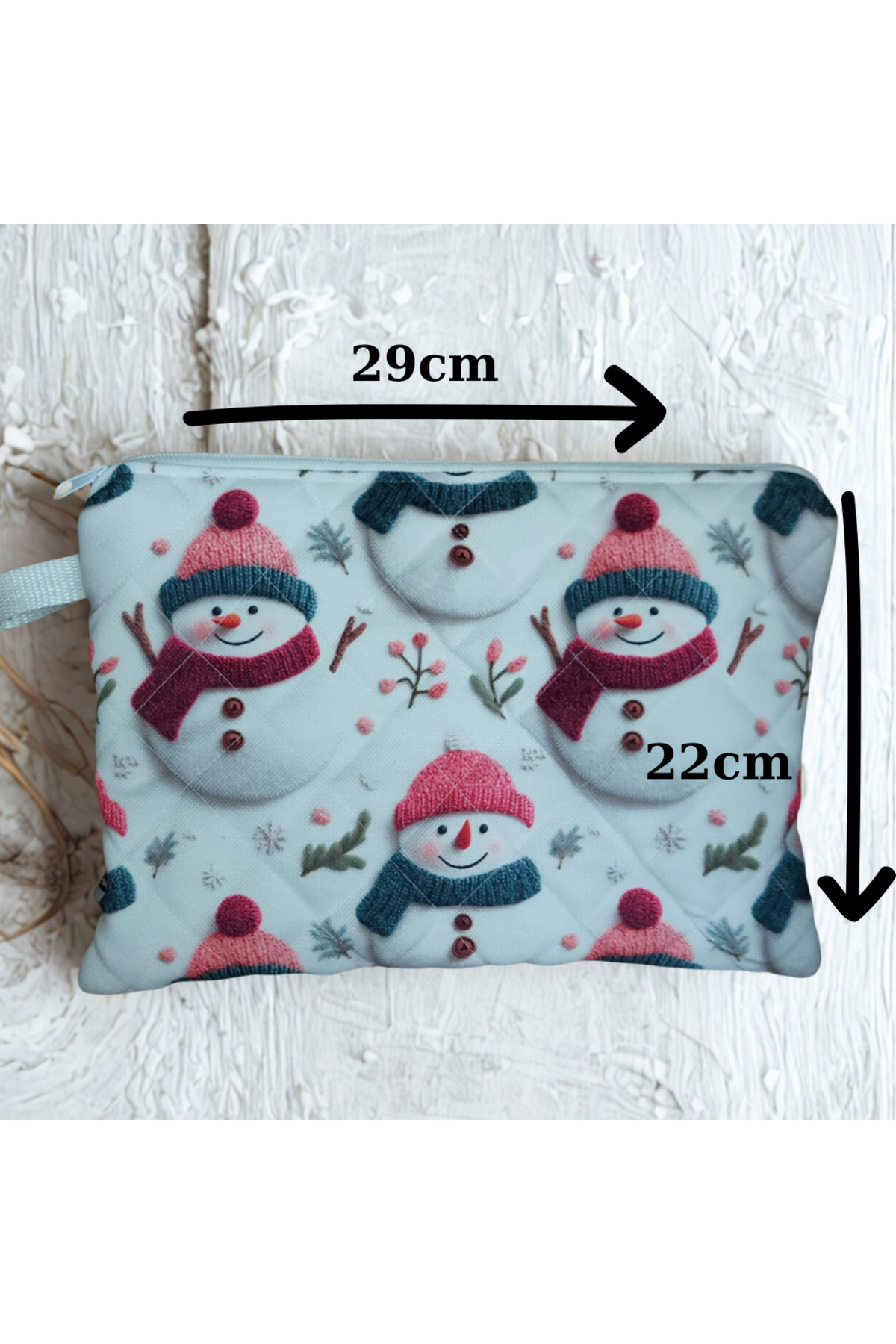 ADUŞKA Home Kapitone Kitap Kılıfı / Tablet Çantası (29cmx22cm) (Kardan adam desenli) görsel 5