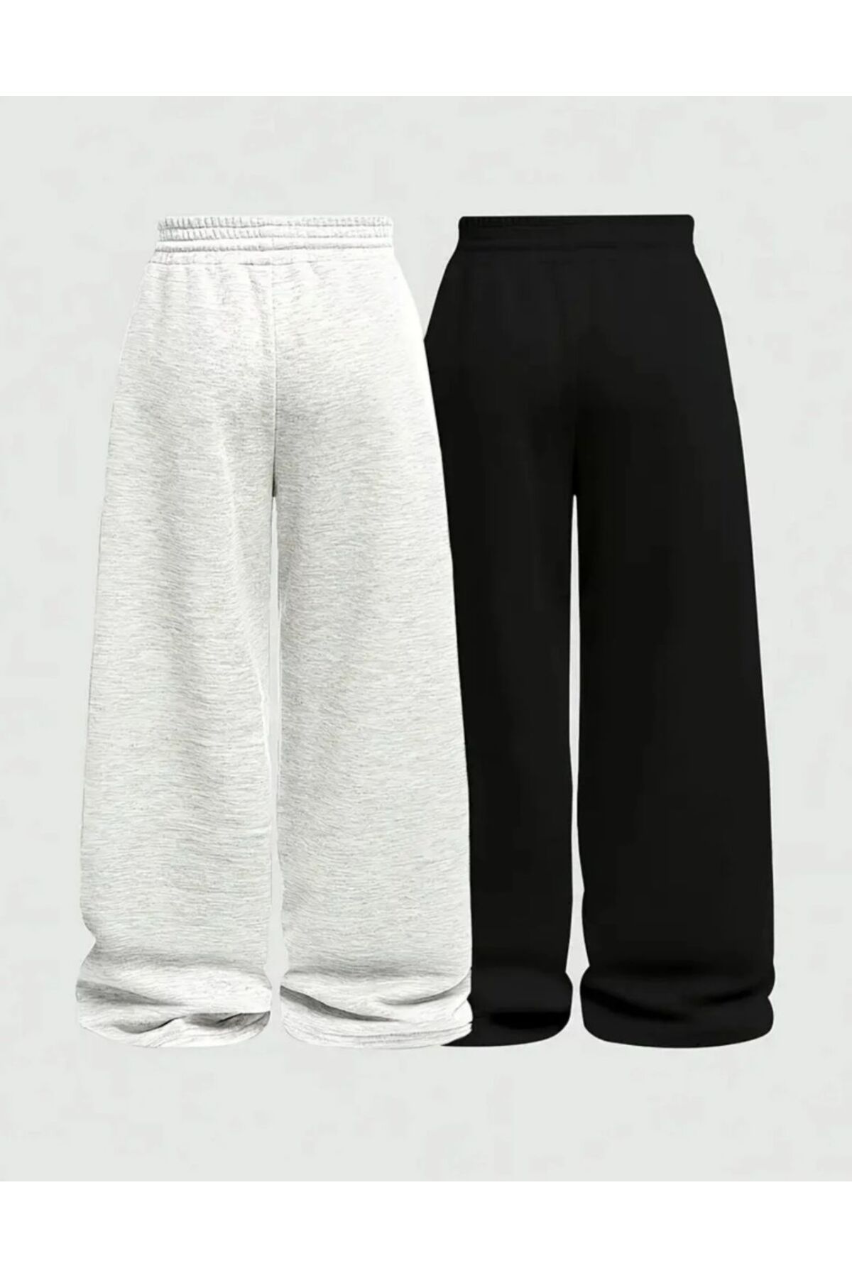 SULVERY  iki adet siyah gri rahat kalıp bol eşofman altı - Görsel 2