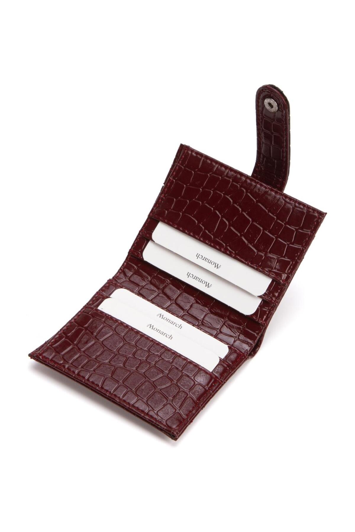 Lexa Aksesuar  İthal Kroko Desen Bordo Minimal Kadın Kartlık ve Cüzdan - Görsel 4