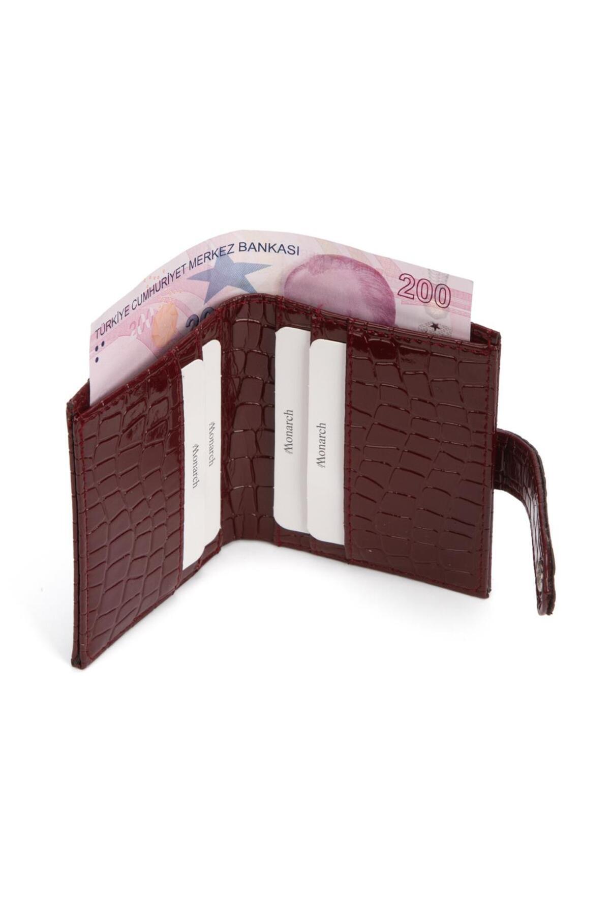 Lexa Aksesuar  İthal Kroko Desen Bordo Minimal Kadın Kartlık ve Cüzdan - Görsel 5