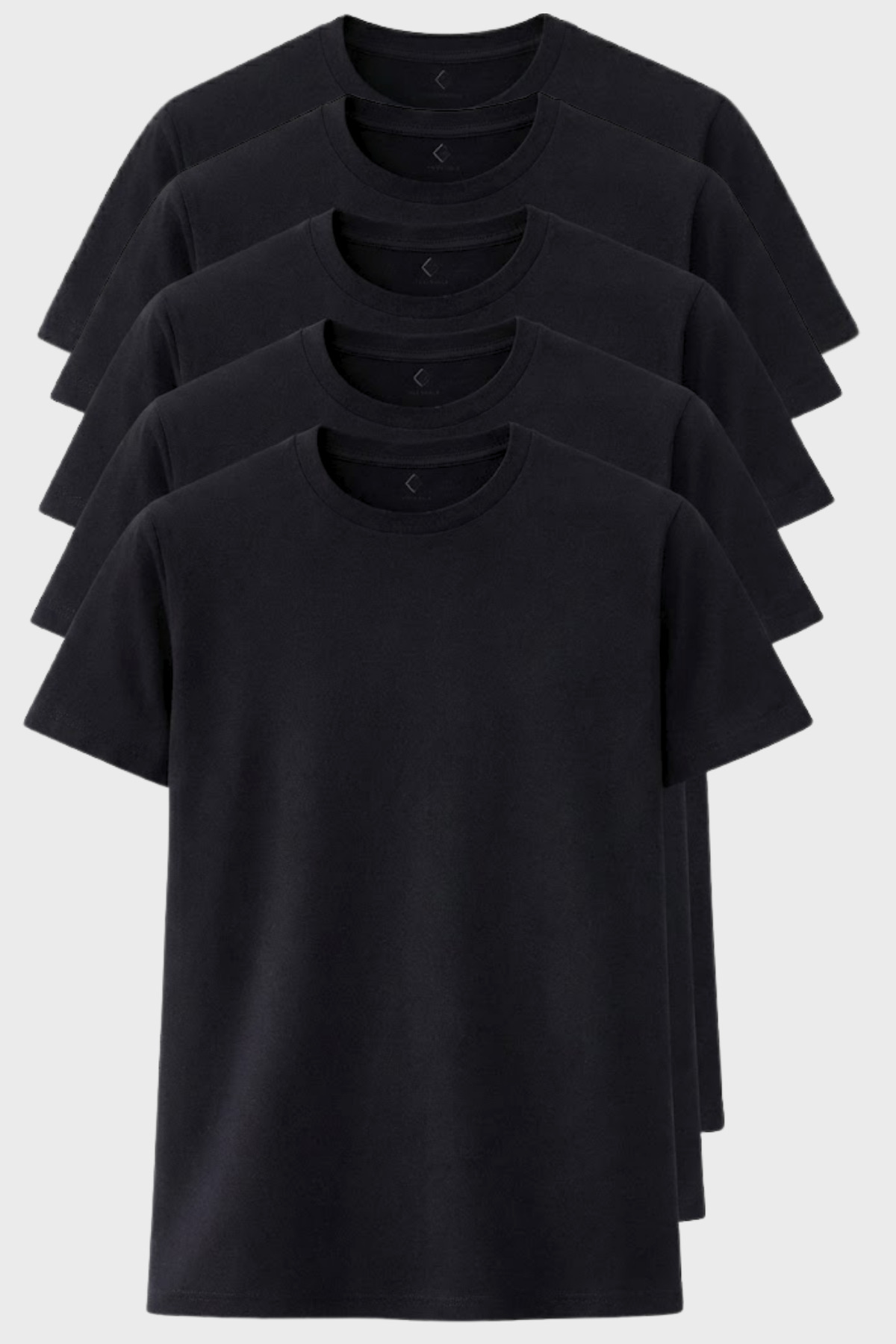 freemen  Erkek 5 Adet Siyah Tişört Paketi, 30/1 Süprem Pamuk, Yumuşak Doku, Bisiklet Yaka