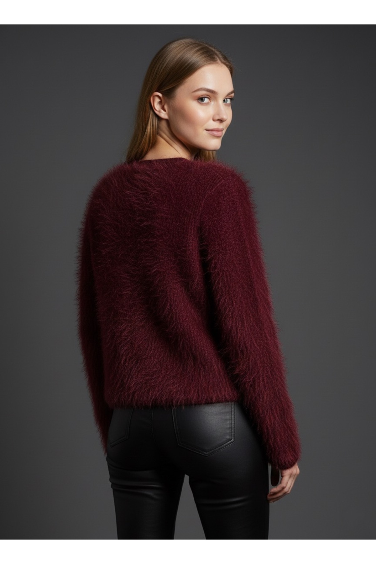 LWL  Tüylü Düğmeli Triko Hırka Ceket Pelüş Shaggy - Görsel 6