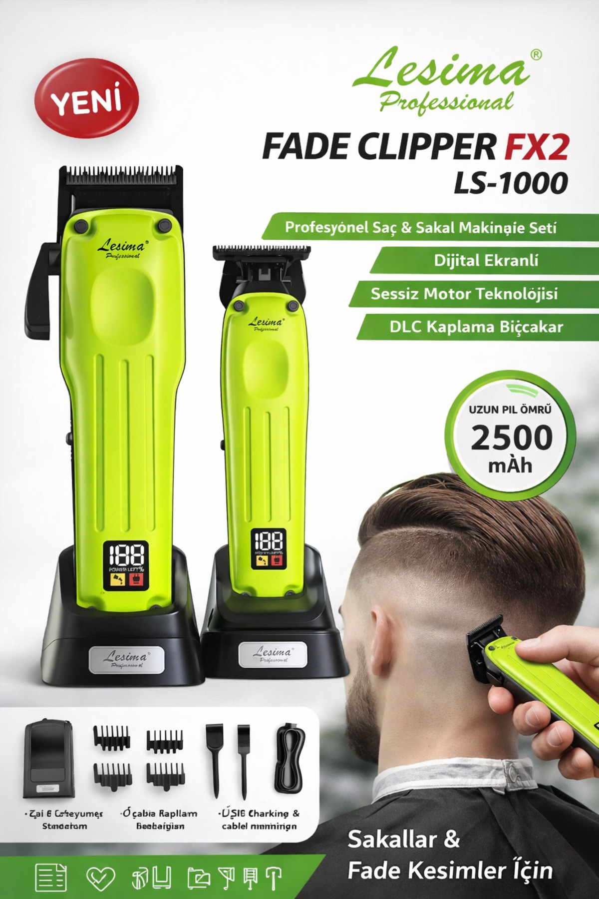 LA LESS TEN★2点セット HELIX COSMETIC Lesima Fade Clipper tıraş makinesi FX2 Set - Fiyatı