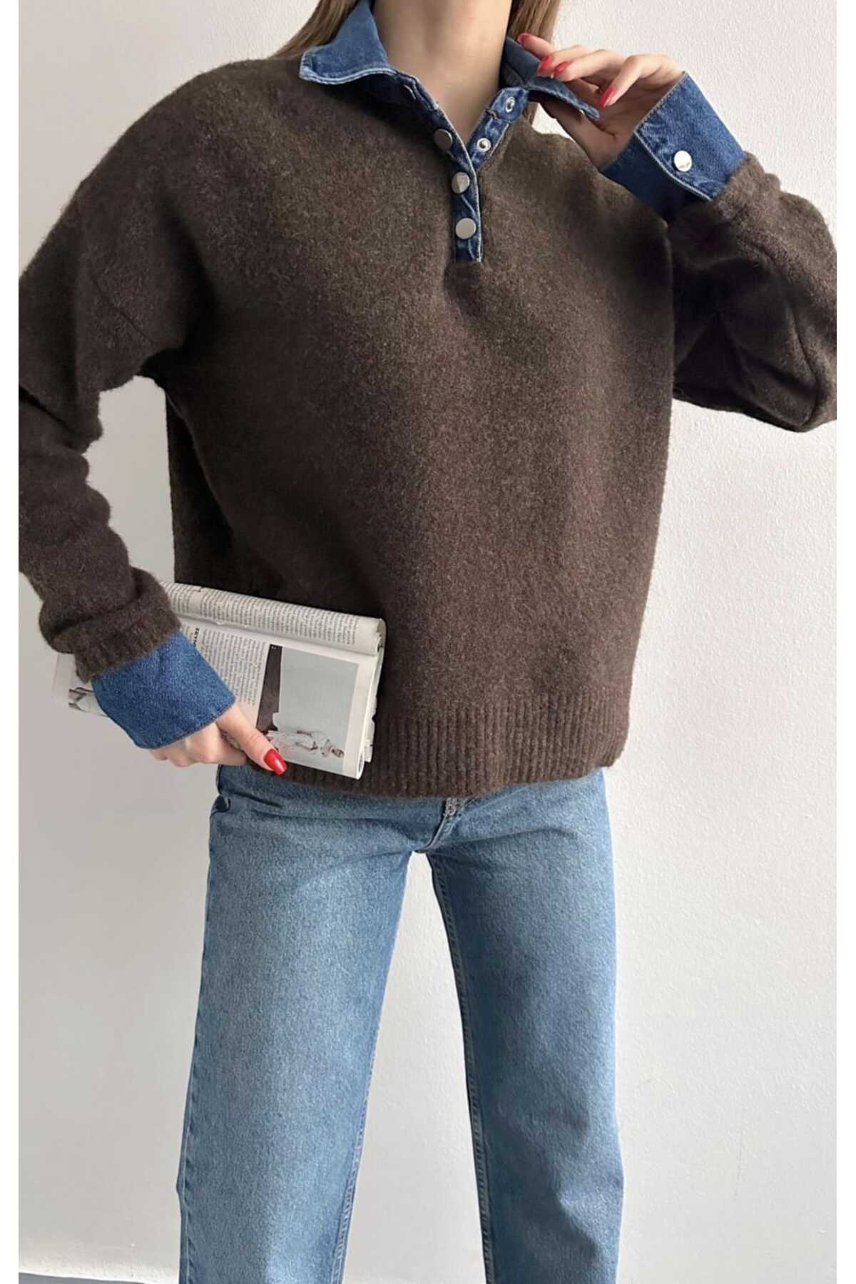 yeditepe fashion Jean Garnili Yumuşak Dokulu Triko görsel 4