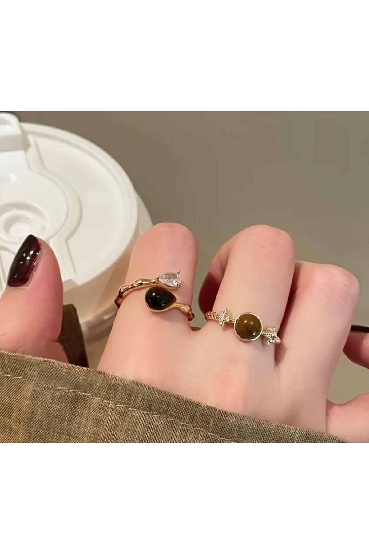 MURASSA BUTİK  Güneş ve Ayçiçeği Desen Yüzük Seti - Görsel 3