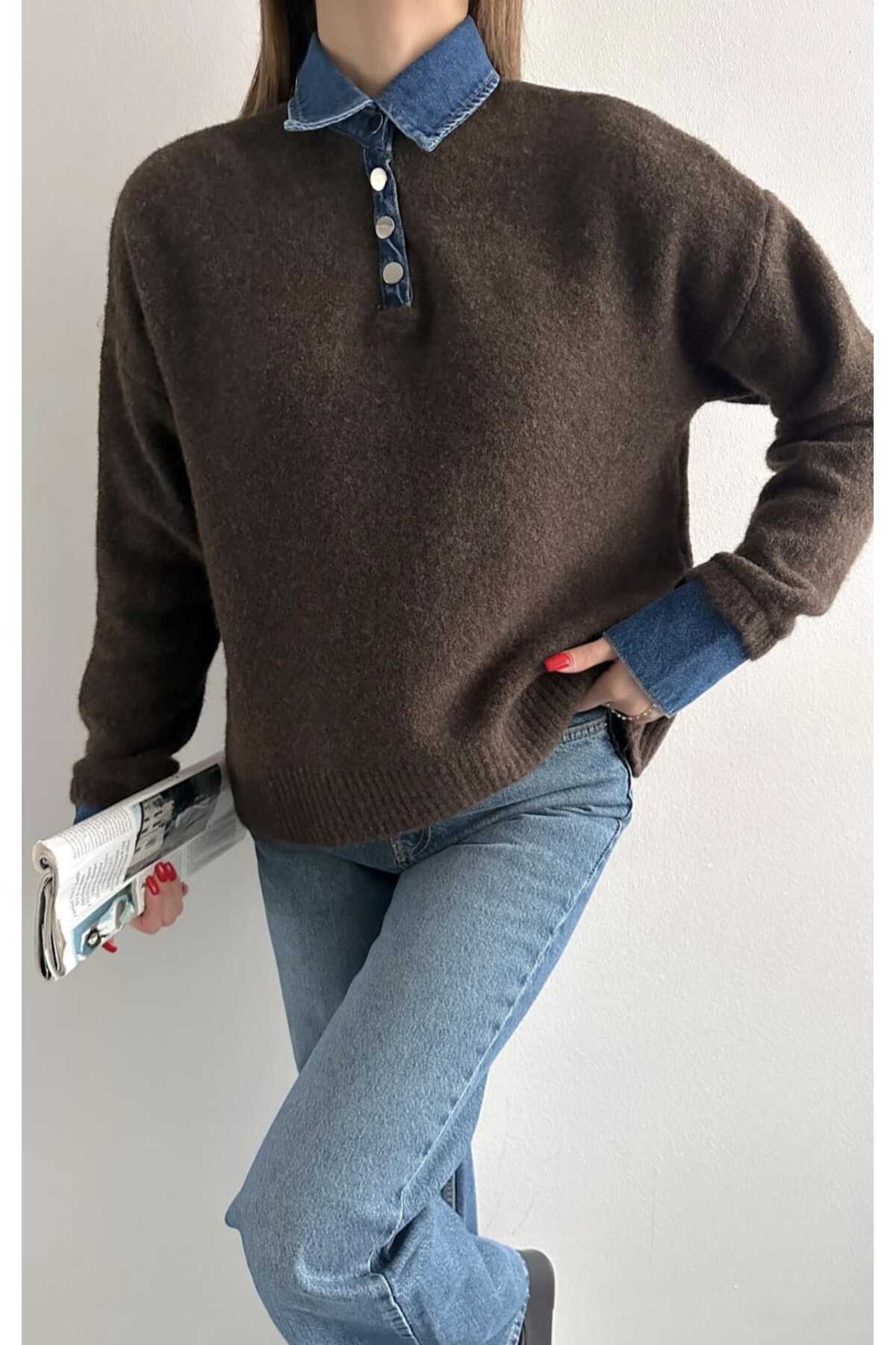 yeditepe fashion Jean Garnili Yumuşak Dokulu Triko görsel 5