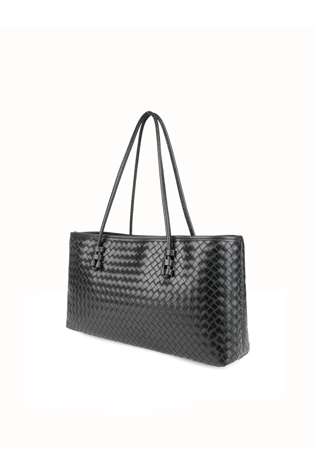 Mure Women's Long Tote Model Zipper Braided Leather Hand Sleeve and Shoulder Bag