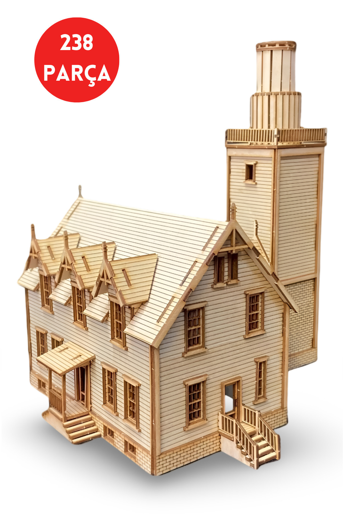 ALGWOOD Nostaljik Deniz Feneri ve Sahil Evi Ahşap Maket Kiti – 238