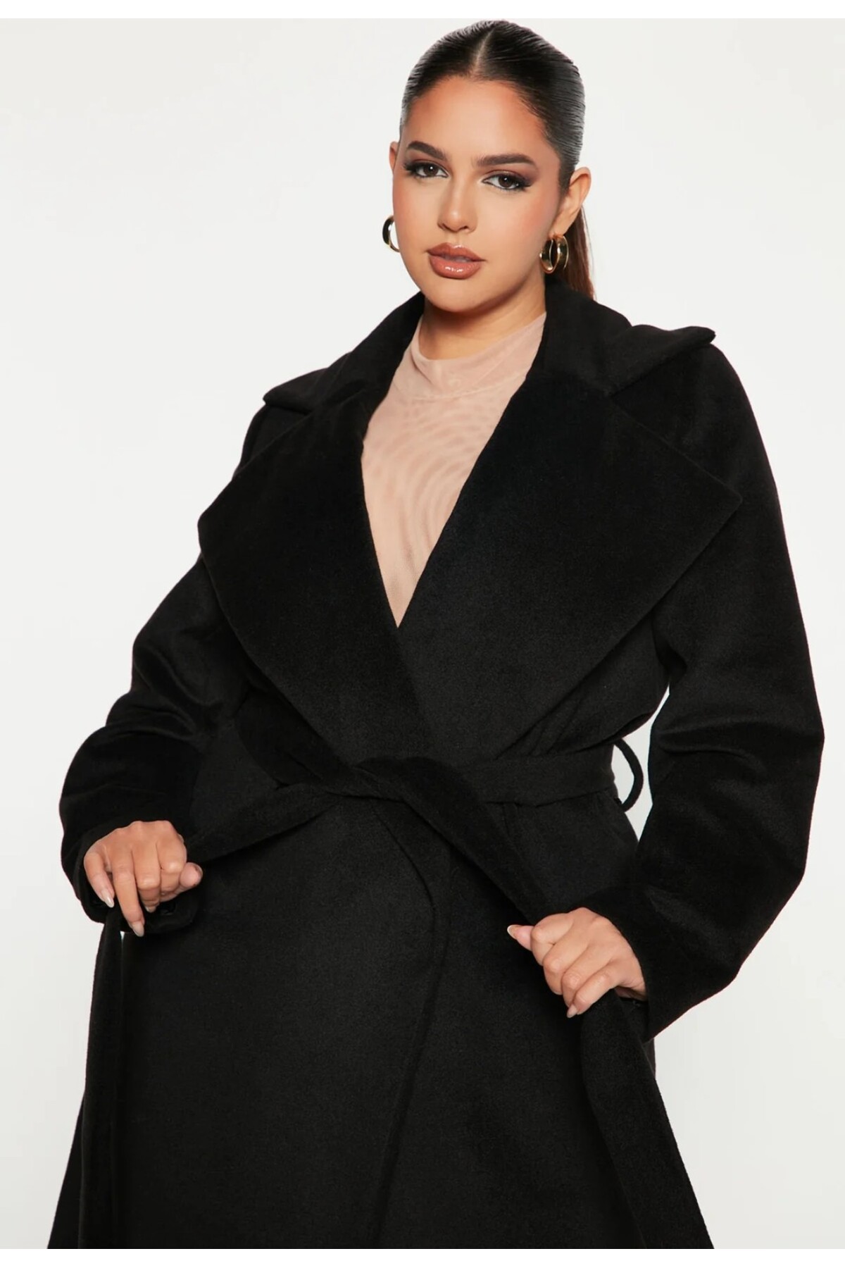 ARDSU  Fashion Nova Kadın Uzun Kaşe Palto - Görsel 2