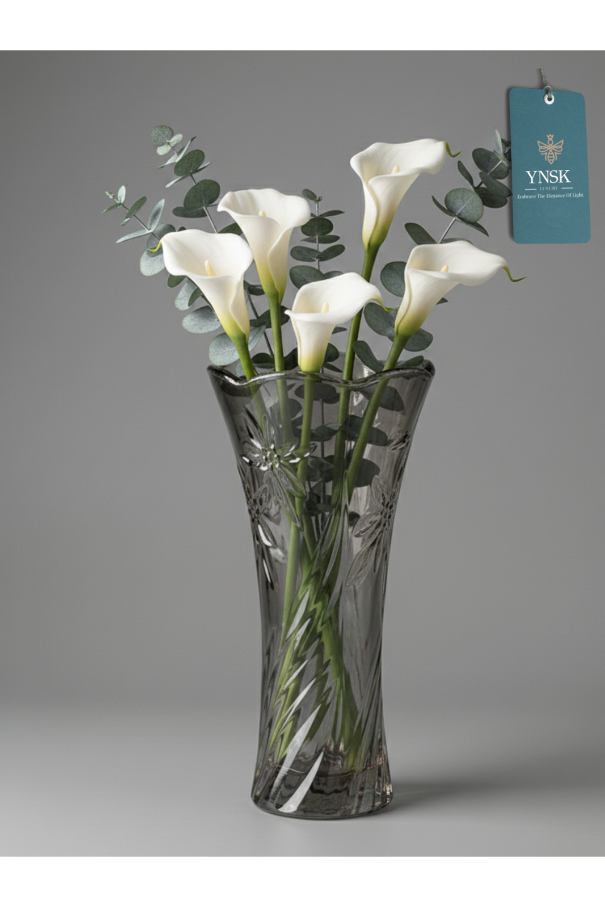 Luxury | iris | Glass Vase, Table Decoration Flowerbed, Arrangement | 22 cm