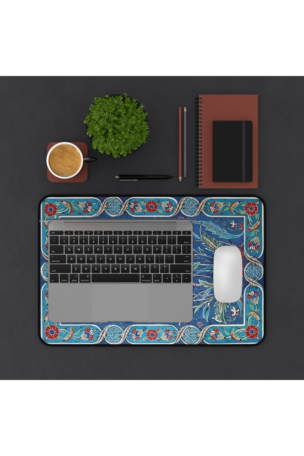 FALAVİ  Mavi Etnik Çini Desenli Mousepad, 28x40 Gamer Mousepad, Amerikan Servis, Masa Süme - Görsel 2
