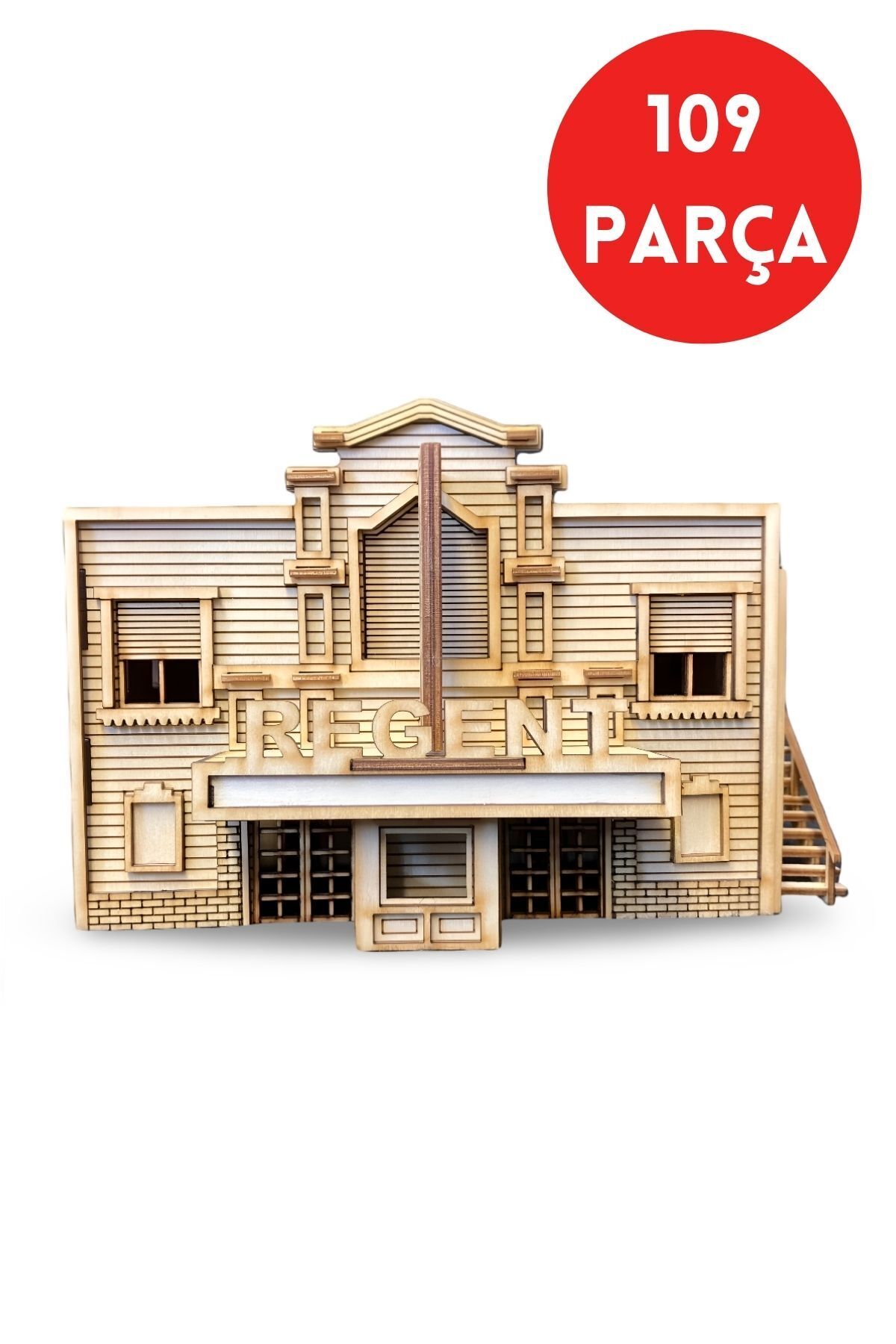 ALGWOOD Regent Nostaljik Şehir Sineması Ahşap Maket Kiti–109 Parça 3D Puzzle Tiyatro Binası DIY Hobi Seti
