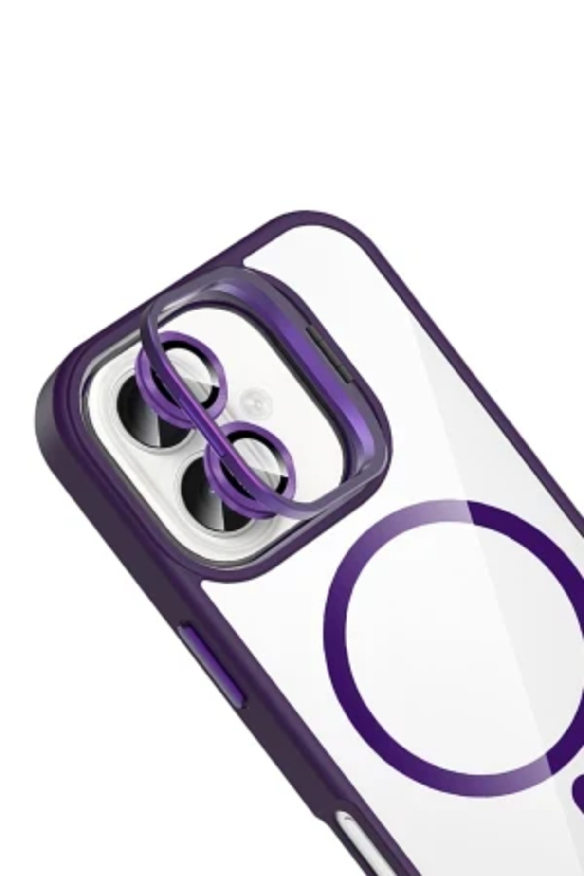 iPhone 16 İçin Uyumlu Standlı ve Kamera Lens Hediyeli Wireless Şarj Özellikli Ultra Lüks Kılıf