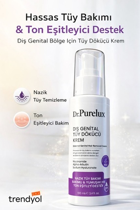 Dr.Purelux Dış Genital Bölge İçin Hassas Tüy Dökücü Krem – Pürüzsüz His ve To...