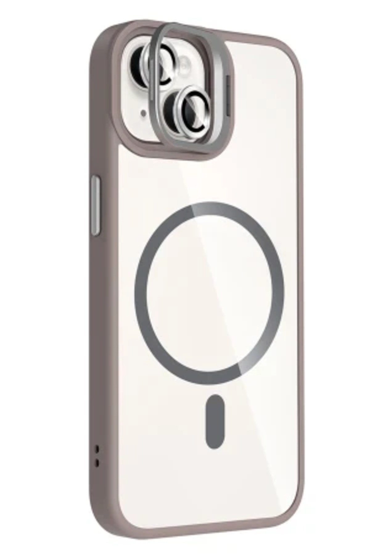 iPhone 15 İçin Uyumlu Standlı ve Kamera Lens Hediyeli Wireless Şarj Özellikli Ultra Lüks Kılıf