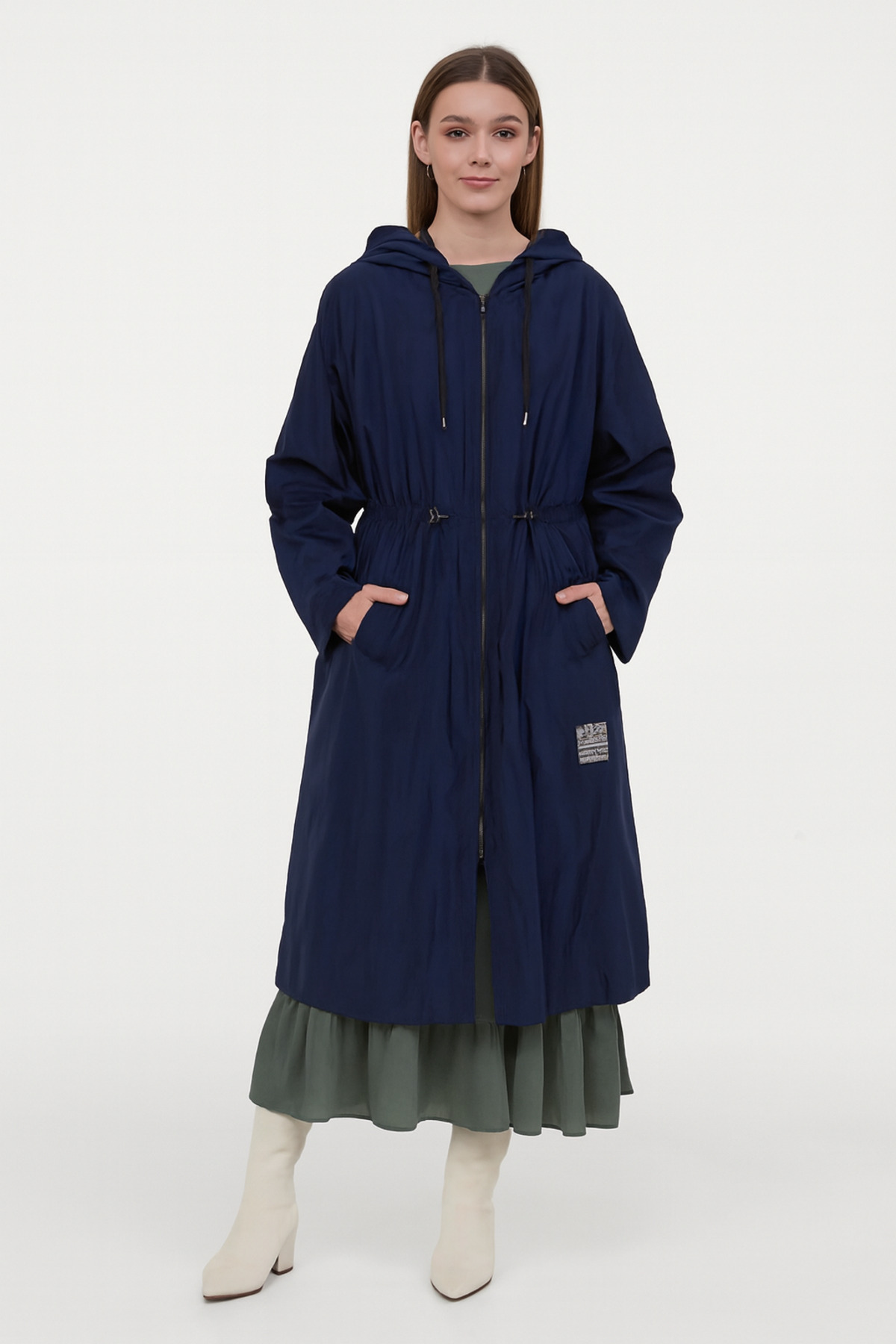 TAŞDELEN AVM  Uzun Şapkalı ve Cep Detaylı Yağmurluk İtalyan Suya Dayanıklı - Görsel 2