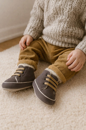 pufien Bebek İlk Adım Ayakkabısı, Kaydırmaz Taban Bebek Patik Panduf Ev Botu