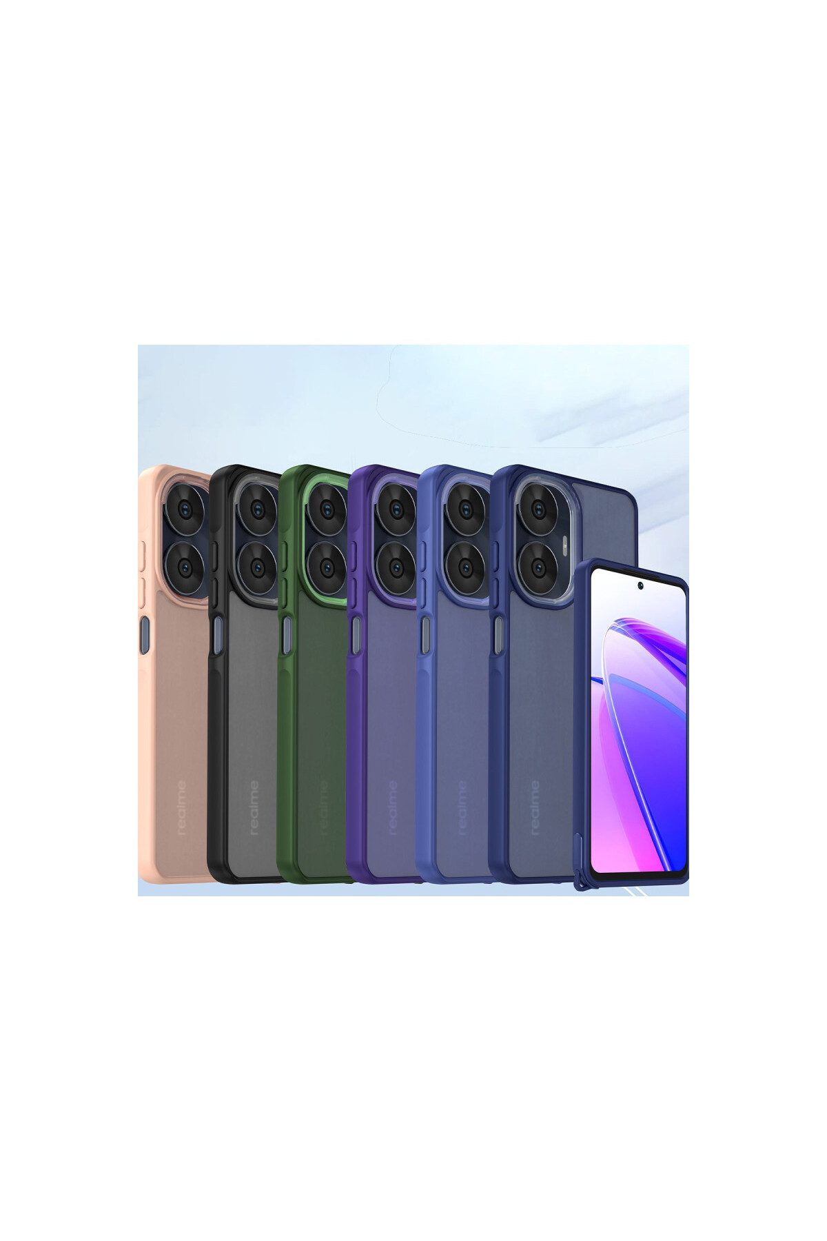 Realme C55 İçin Uyumlu Buzlu Tasarım Sararmaz Tpu Kılıf
