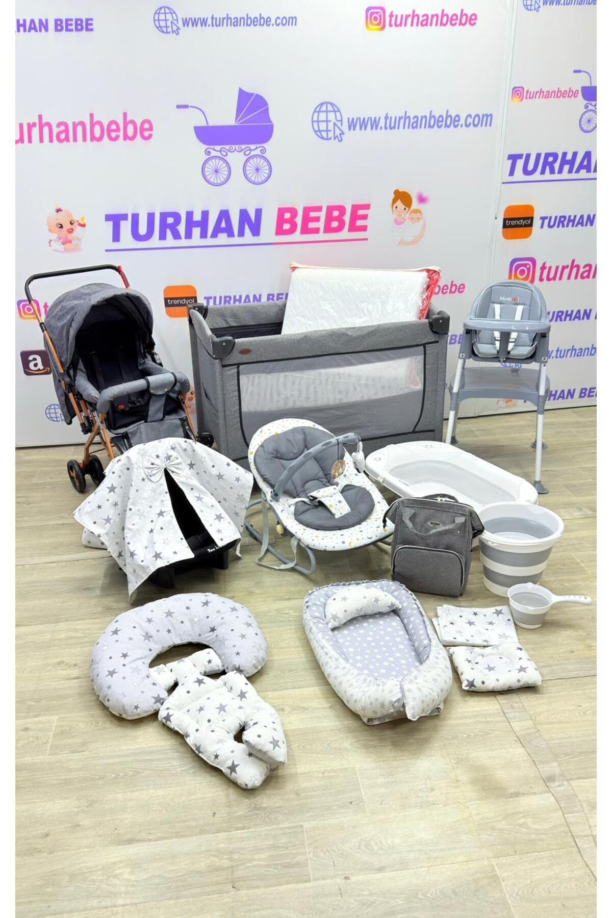 TURHANBEBE 20 Parça Bebek Çeyiz Seti Bebek Arabası Puset Beşik Ana Kucağı Bebek Bakım Çantası 7'Li Tekstil Seti fotoğrafı 3 (önizleme)