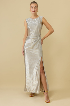 Ekol Maxi Boy Parlak Kumaş Elbise 25YEKL05092