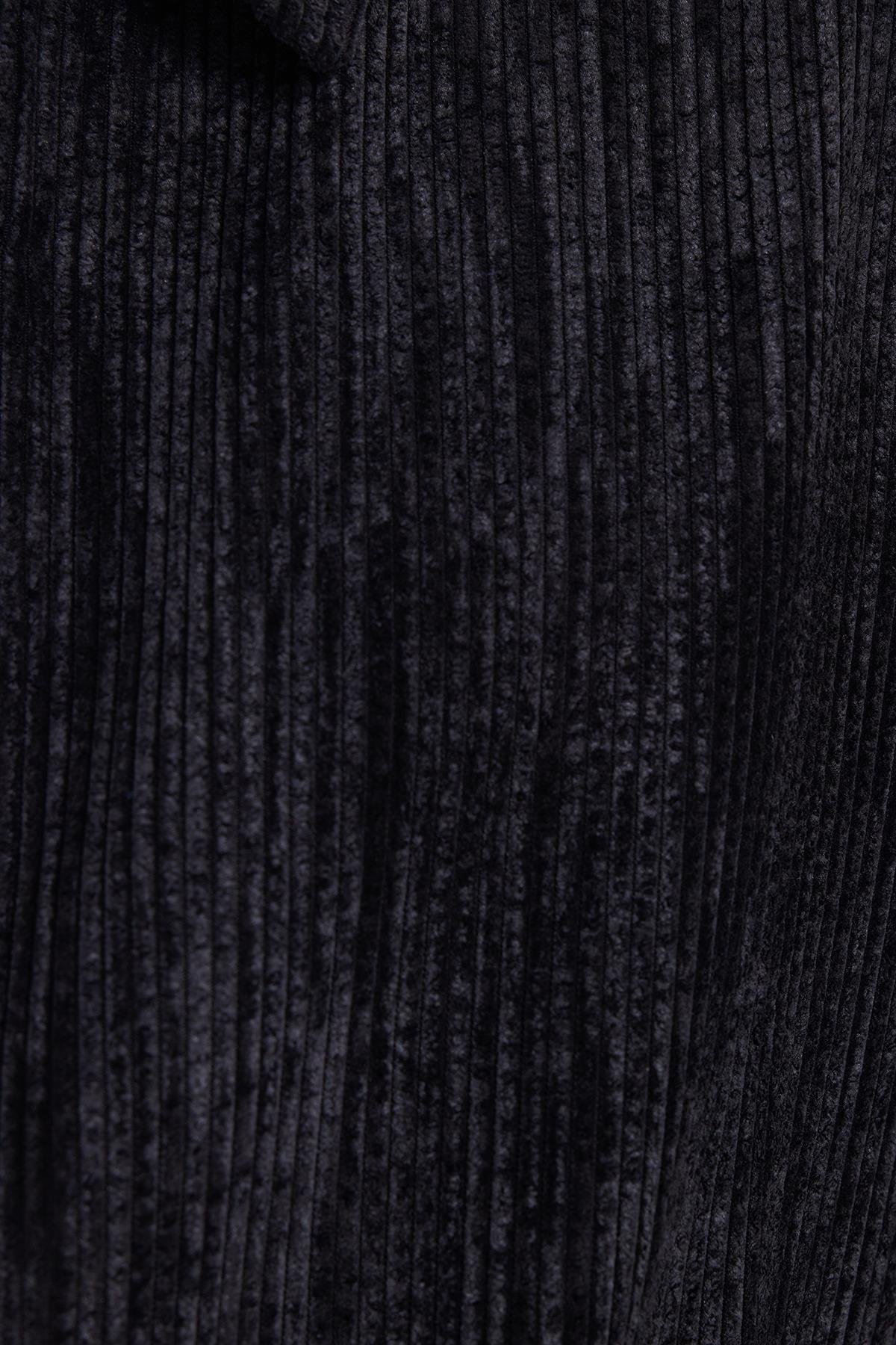 Tudors  Erkek Relax Fit Rahat Kesim Fitilli Fermuarlı Astarlı Cepli Kolej Siyah Ceket Mont Gömlek - Görsel 6