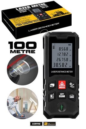 ASSUR Profesyonel Lazer Terazili Dijital Mesafe Ölçer 100 Metre Ölçüm Cihazı ...