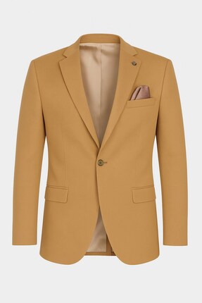 Plus Scorpion Camel Erkek Blazer Ceket – Esnek Comfort Kumaş, İtalyan Kesim, ...