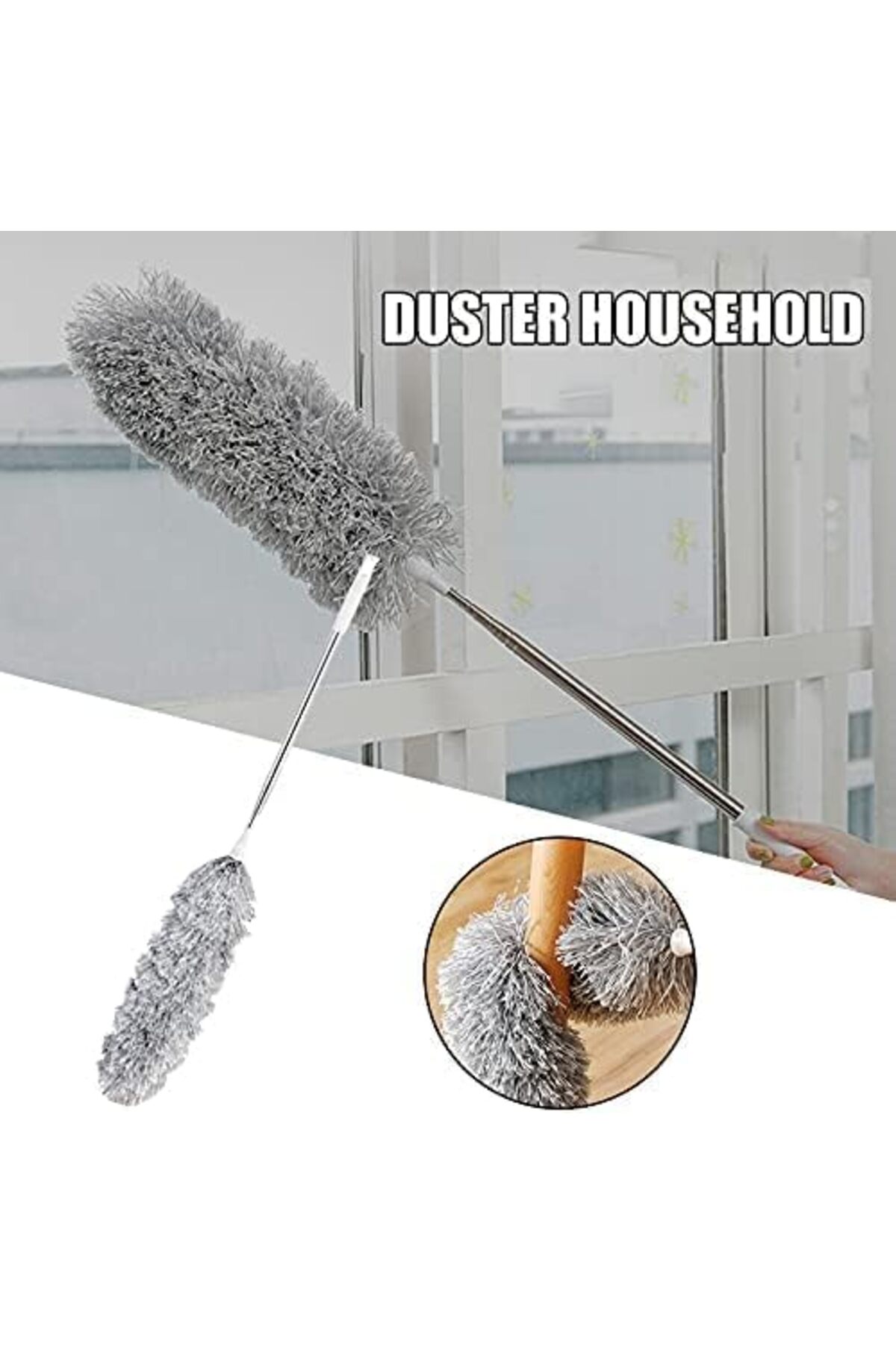 BRF NwoTeknoloji 240 Cm Teleskopik Uzatılabilir Mikrofiber Yumuşak Başlıklı Toz Alma Fırçası, Püskülü Bü