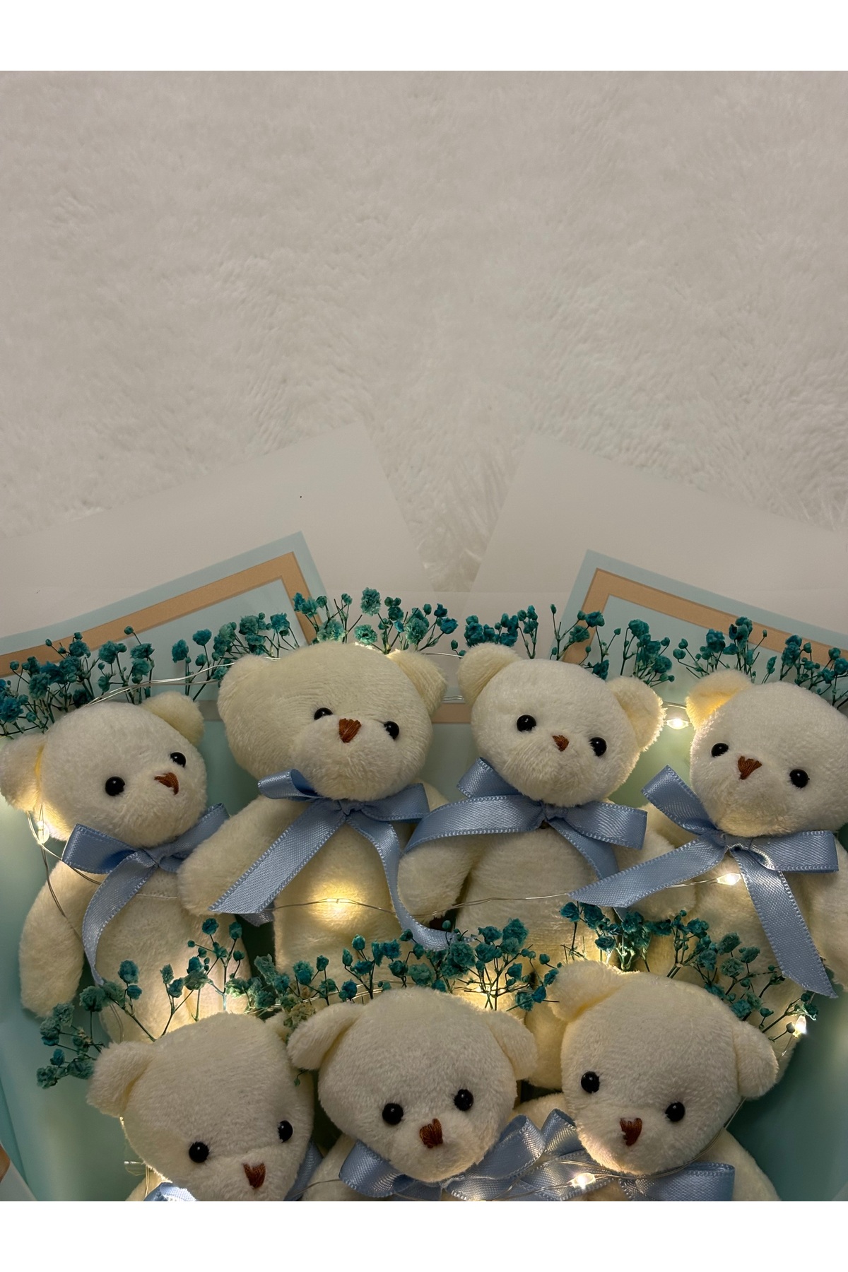 Salish Led Işıklı Teddy Bear 9’lu | Mavi Peluş Ayıcık Buketi, Çiçek Detaylı | Özel Hediye fotoğrafı 4 (önizleme)