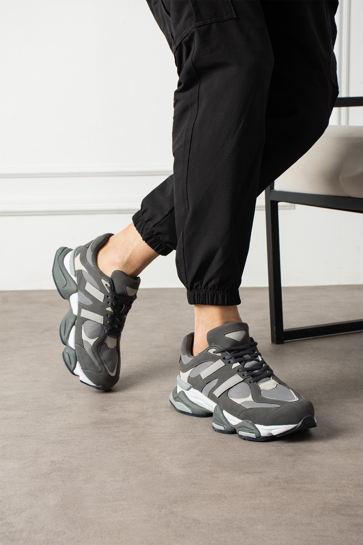 PasyoneTrendy Pantofi sport unisex gri fumuriu, cu platformă înaltă și casual