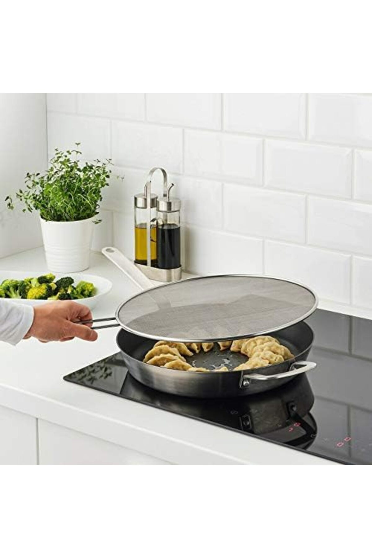 BRF bezless KLOCKREN SAPLI 34 CM TENCERE TAVA İÇİN YAĞ SIÇRATMAZ ÇELİK TEL KAPAK TAVA KAPAĞI 1027645