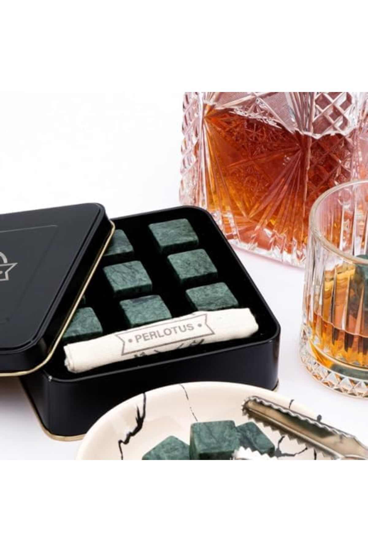 BRF NwoTeknoloji Granit Eskitme Viski Taşı Metal Kutulu, Doğal, Sulandırmadan Soğutur (9 Adet) Yeniyıl Y