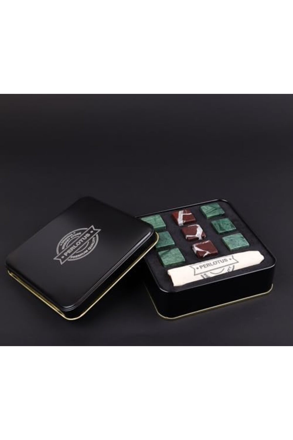 BRF NwoTeknoloji Yeşil Vişne Mermer Viski Taşı Hediye Kutulu Babalar Günü Hediyesi (9 Adet) 1205362