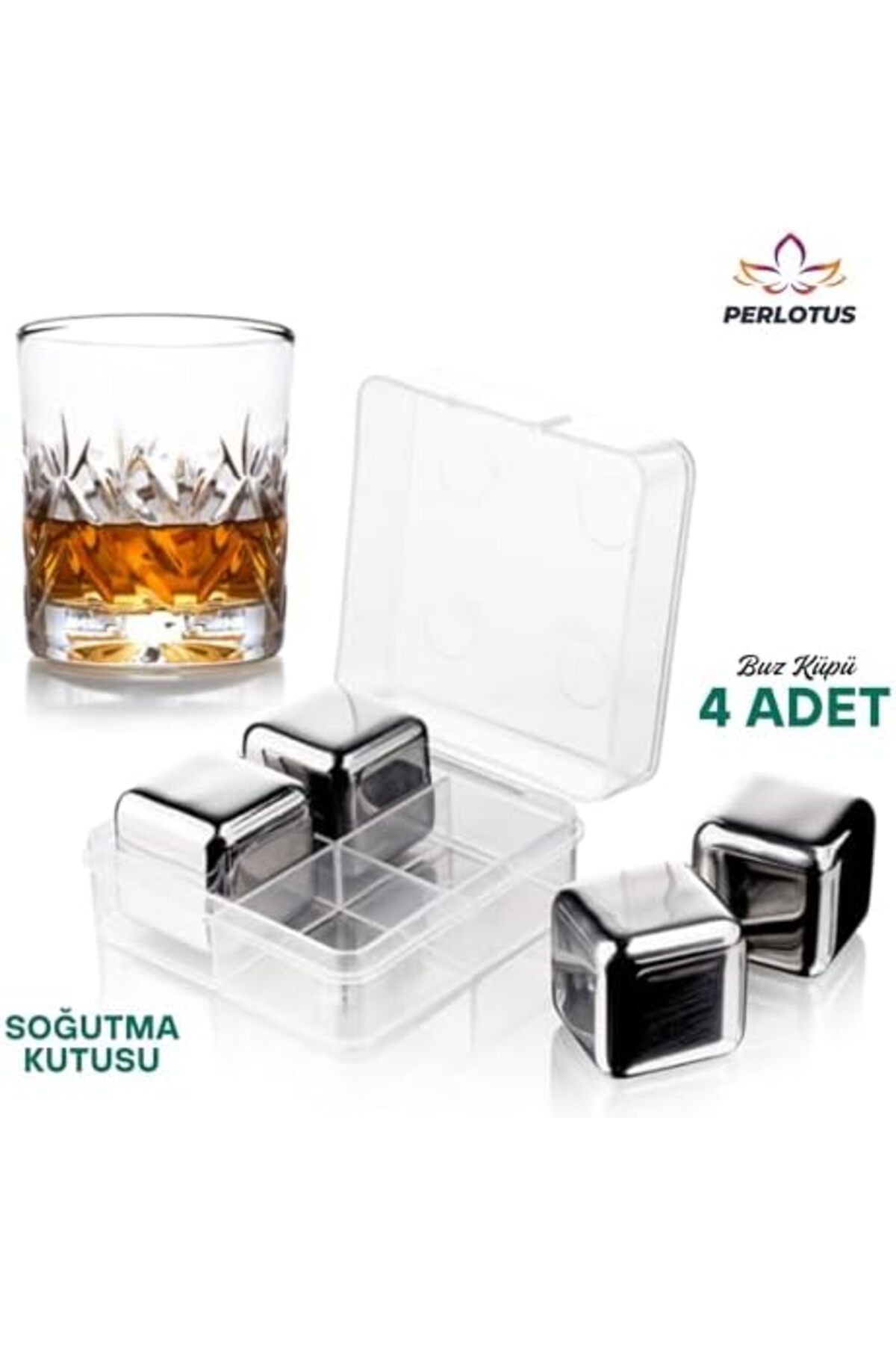 BRF NwoTeknoloji 4’lü Paslanmaz Çelik Viski Taşı Sulandırmadan Soğutma Buz Küpleri 1205362