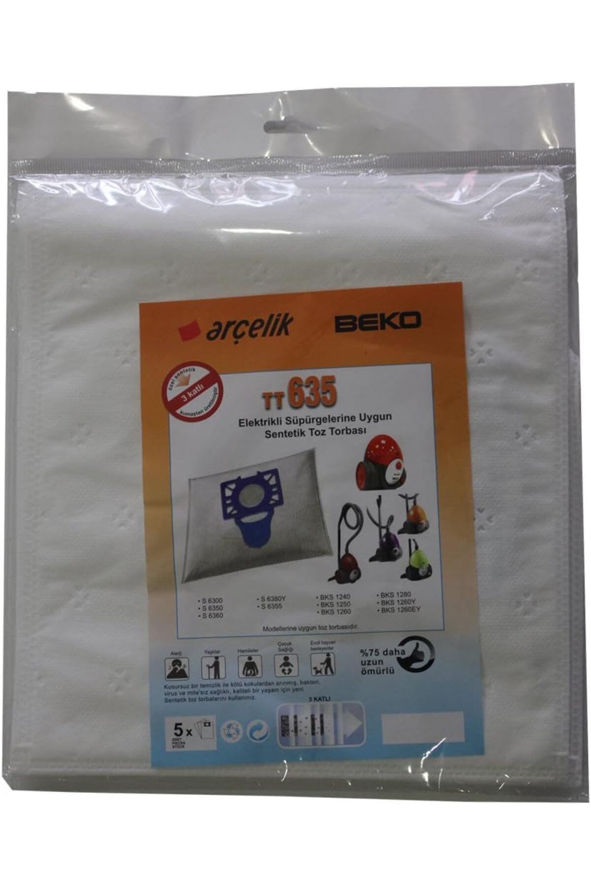 BRF NwoTeknoloji - Bks 1260 Elektrikli Süpürgeye Uygun Sentetik Toz Torbası 1205362