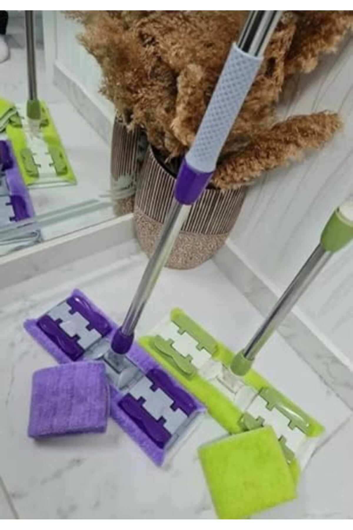 BRF NwoTeknoloji Sihirli Teleskobik Mandallı Mop.Yedek Bez Hediyeli.,Duvar,Yüzey ve Cam Temizlik Paspası