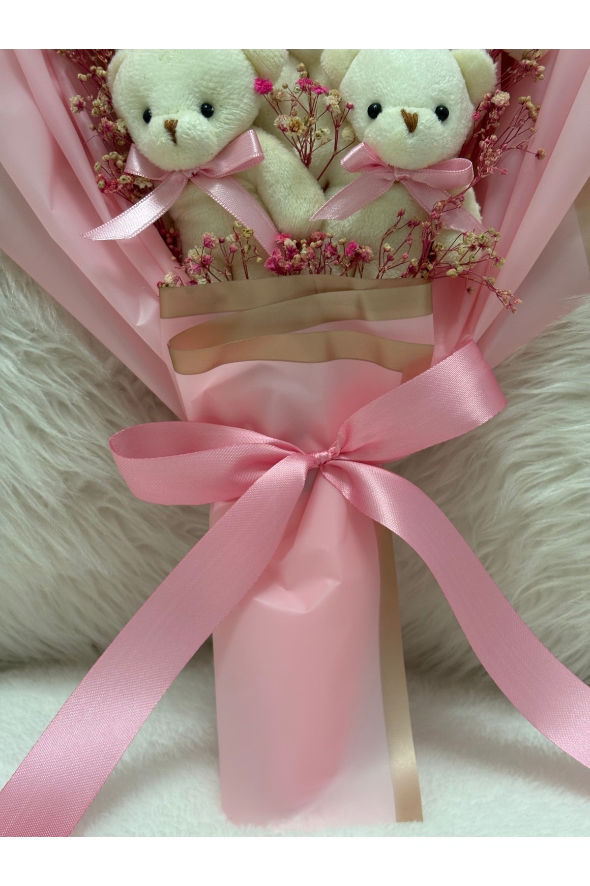 Salish Teddy Bear Çiçek Buketi - Peluş Ayıcık, Sevgiliye Hediye, Çiçek Detaylı - Pembe Hediye Buketi fotoğrafı 5 (önizleme)