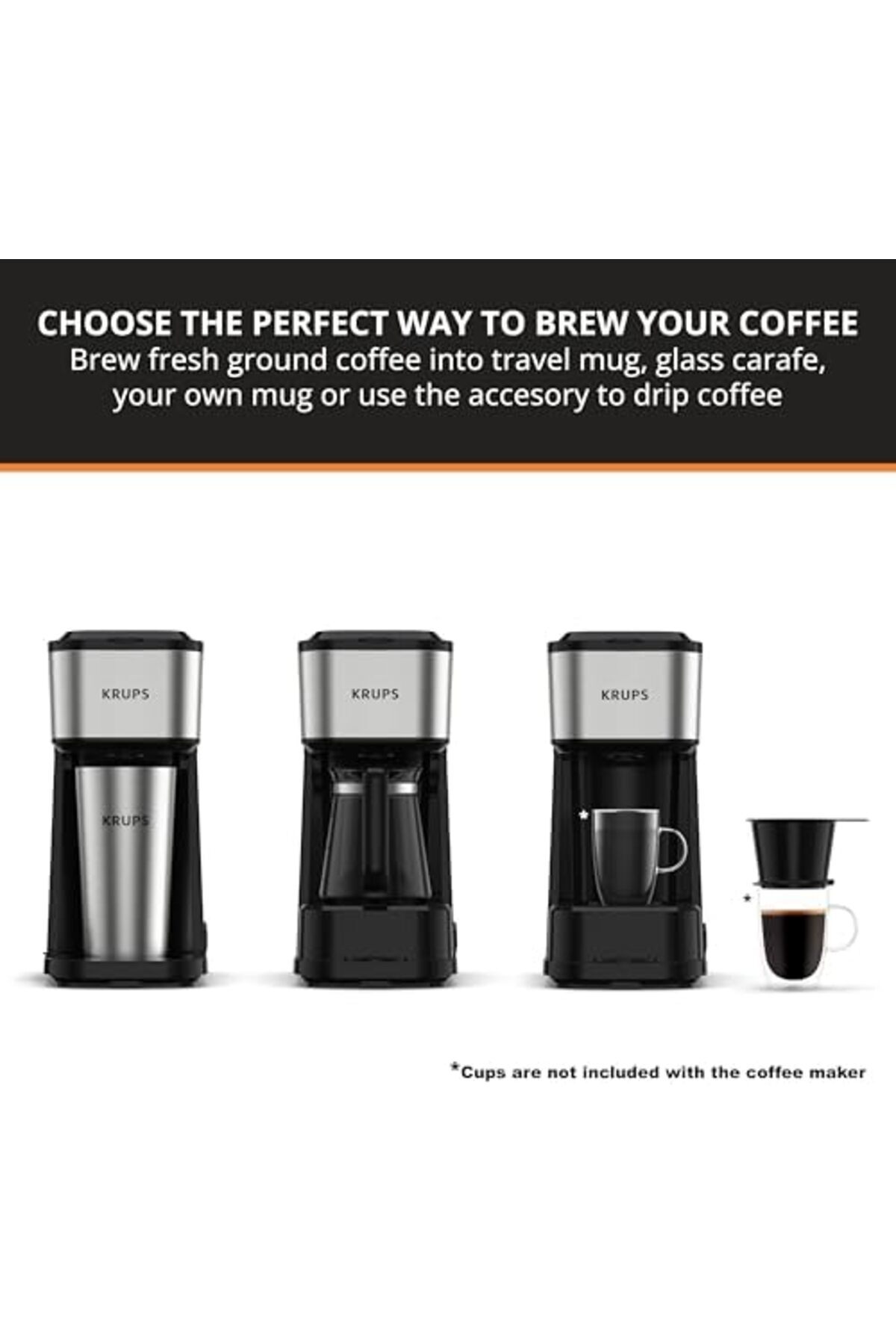 BRF bezless KRUPS Simply Kahve Makinesi - Paslanmaz Çelik Seyahat Bardaklı Çoklu Servis 4'ü 1 arada