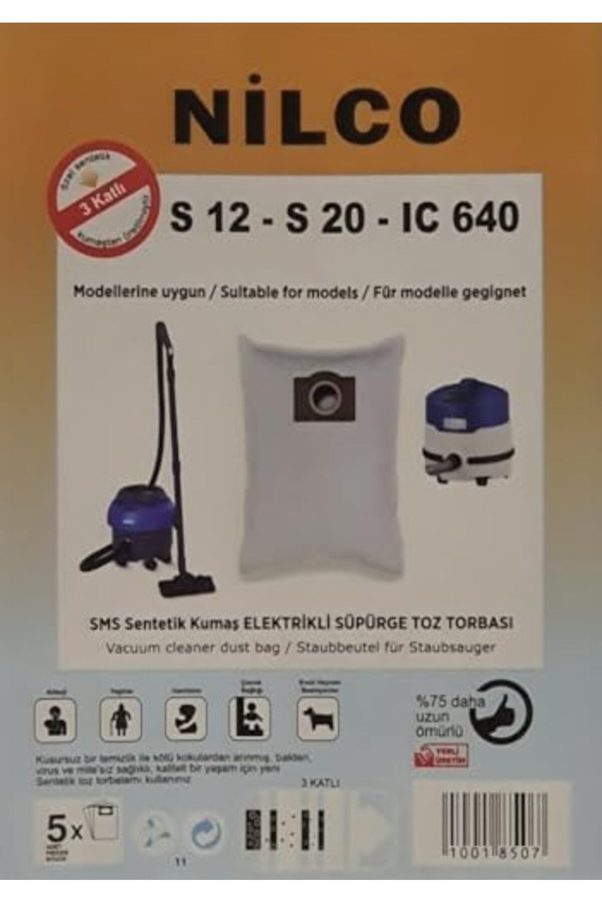 BRF NwoTeknoloji S12 - S20 - IC 640 Uyumlu Bez Toz Torbası 5 Adet 1205362