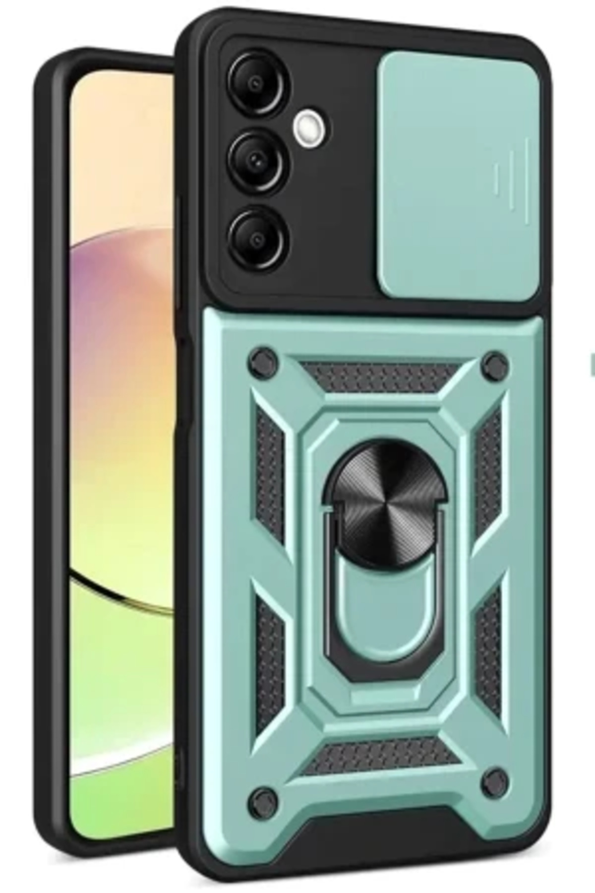 Samsung Galaxy A55 Kılıf İçin Uyumlu Sürgülü Korumalı Yüzüklü Standlı Magnetic Tpu Tank Kapak