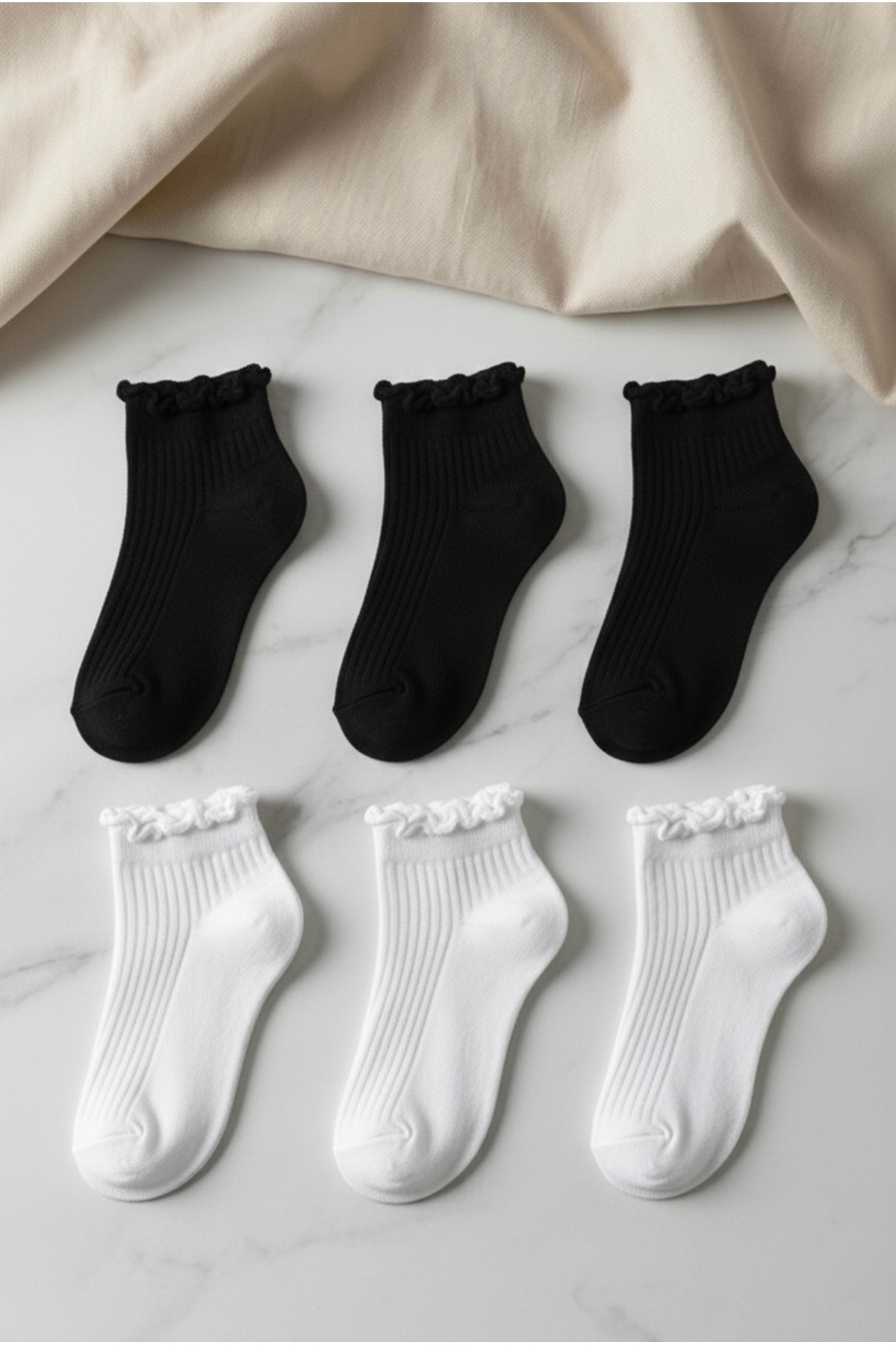6-Piece Frilly Short Booties Women's Socks Set