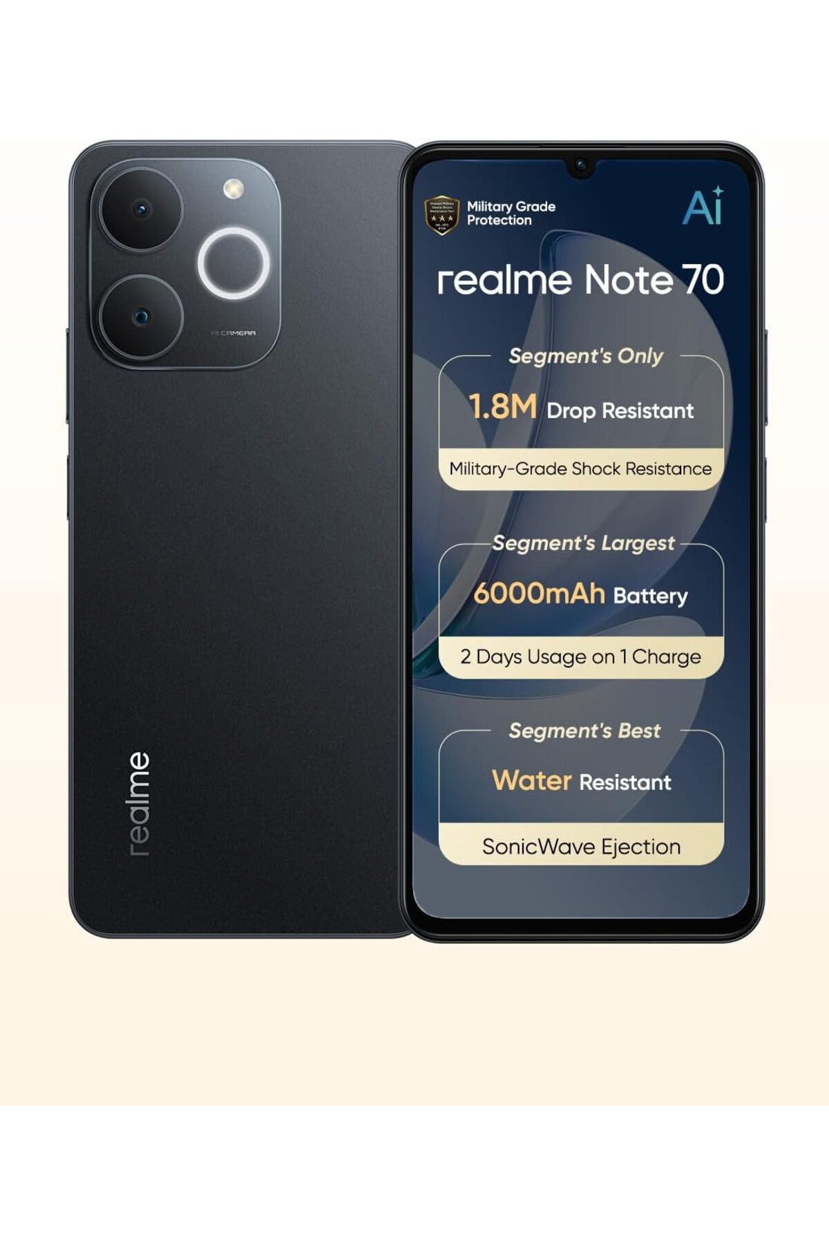 realme Note 70 4G Dual SIM 4GB RAM 128GB ROM Obsidian Black 