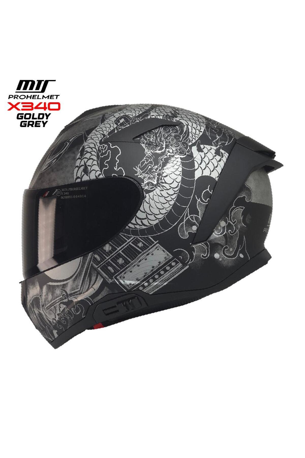 MTS X-340 FULL FACE GÜNEŞ VİZÖRLÜ KASK (GOLDY GREY) - Fiyatı