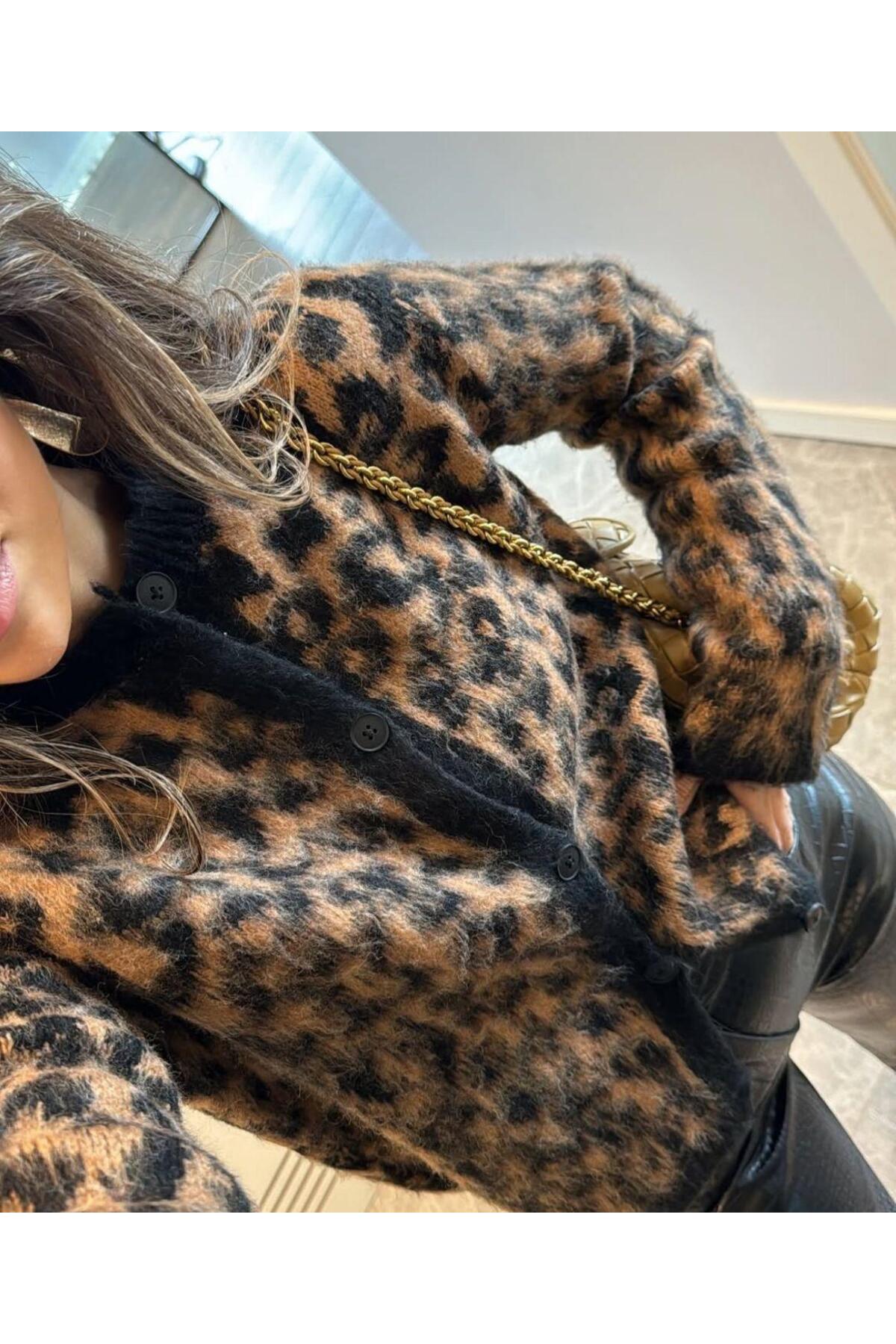 Maysev guler rotund imprimeu leopard cu căptușeală din fleece Cardigan moale ...