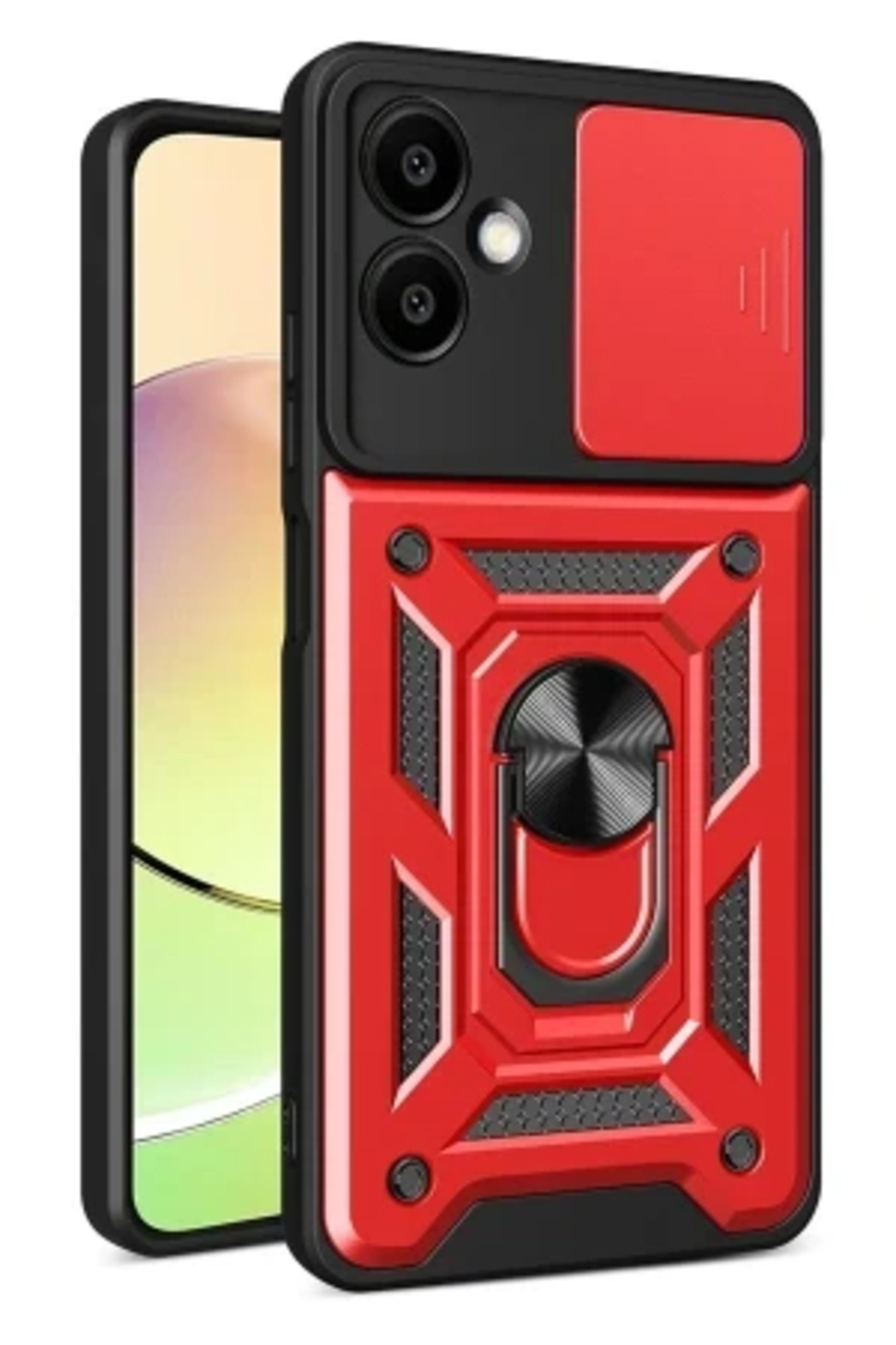 Samsung Galaxy A07 4G İçin Uyumlu Sürgülü Korumalı Yüzüklü Standlı Magnetic Tpu Tank Kapak