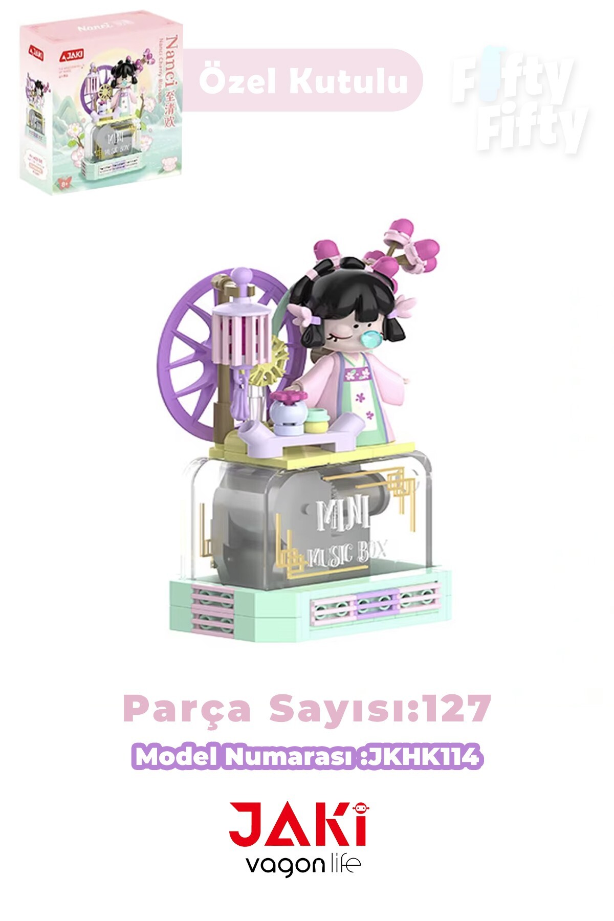 مجموعه جکی نانسی، جعبه موسیقی شکوفه گیلاس، مجموعه ساختنی اسباب‌بازی ۱۲۷ تکه – Ffjkhk114