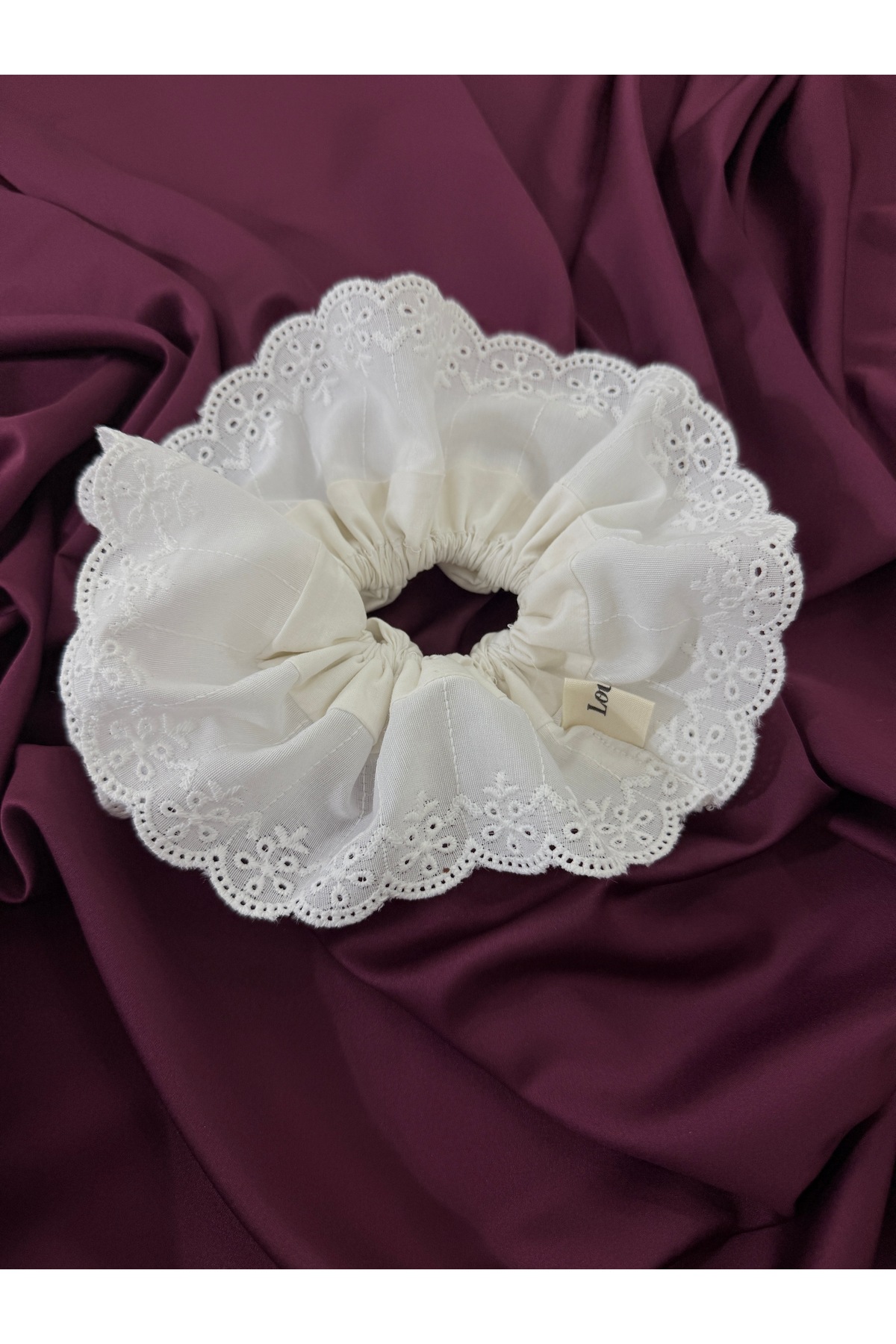 Louen lucie Dantel detaylı oversıze scrunchie lastik toka görsel 2