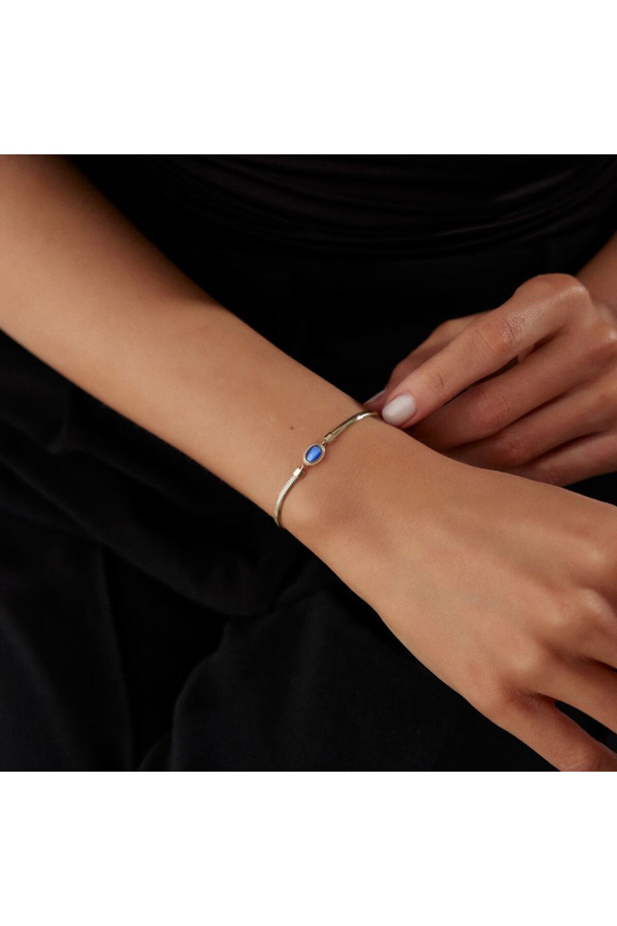 İLKAY KUYUMCULUK Safir Taşlı Balıksırtı Bileklik