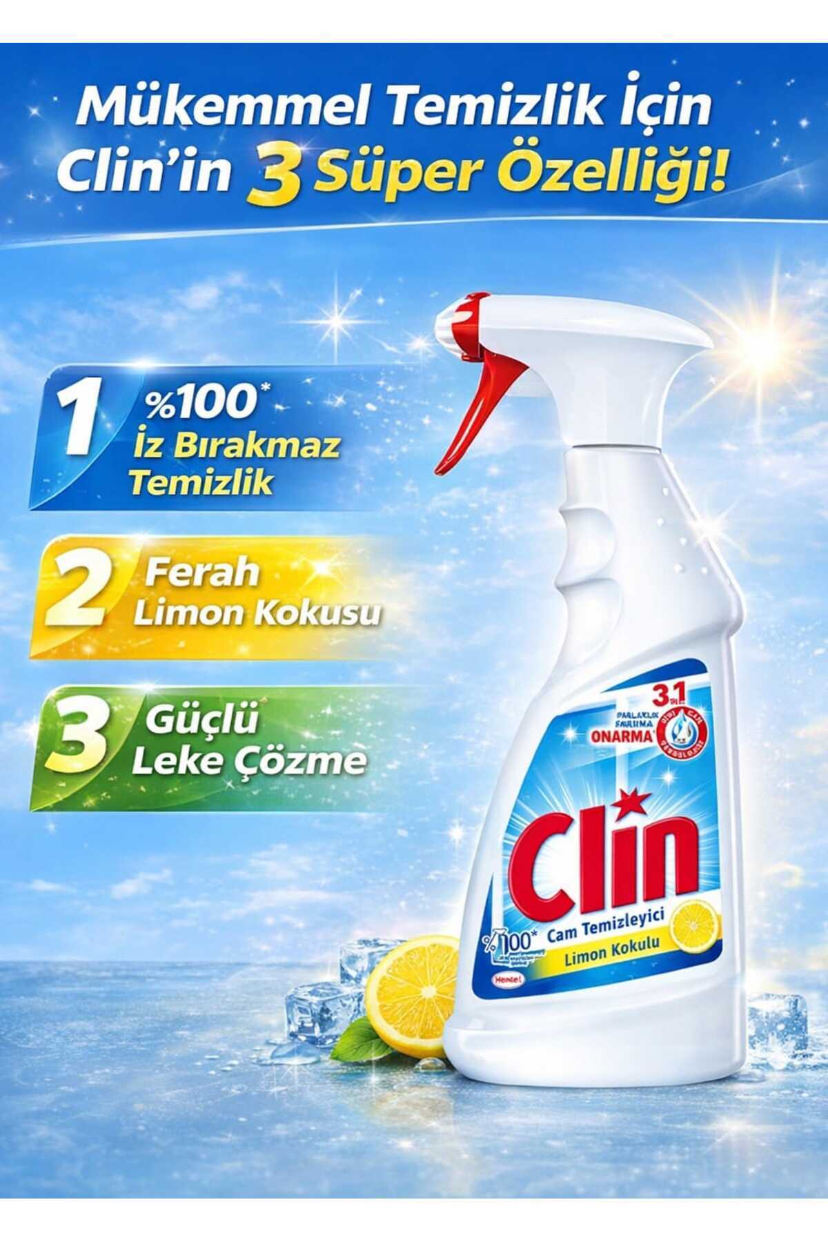 Clin marka:clin cam temizleyici limon 500 ml 3 adet