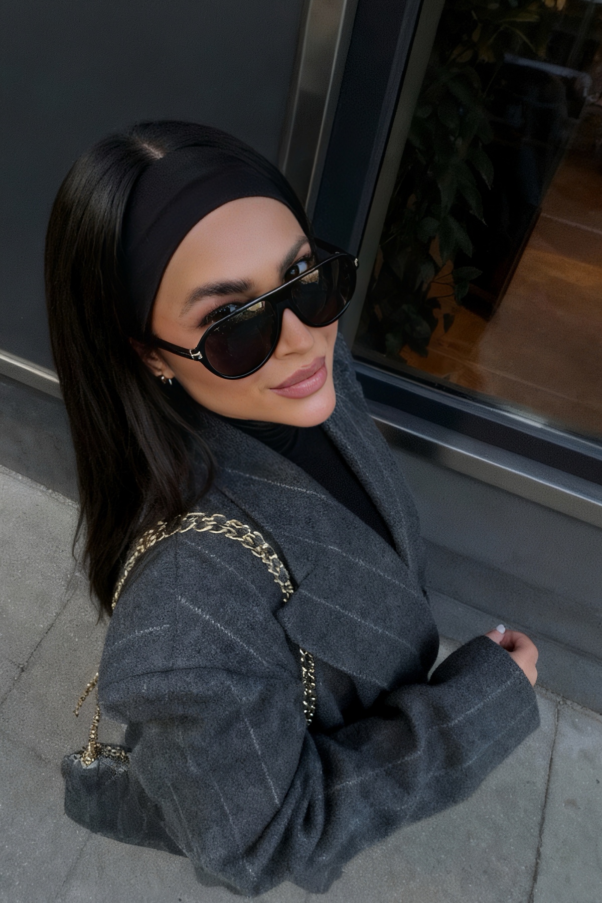 Chunky Frame Celly Unısex Siyah Güneş Gözlüğü görsel 2